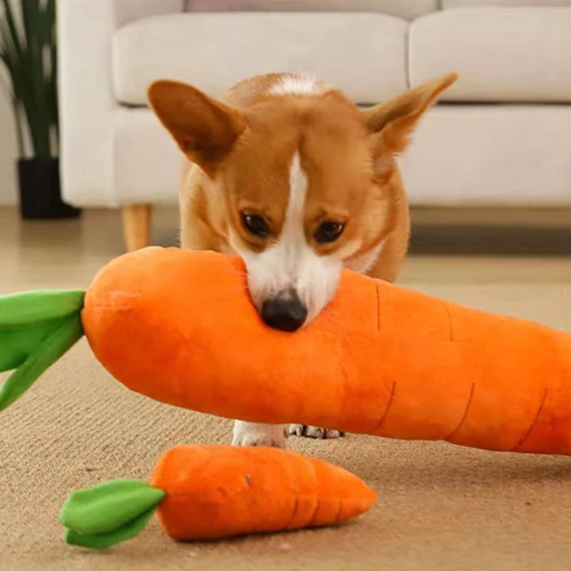 Dog Toys Pet Carrot Plush Toy Vegetable Chew Toy for Small Medium Large Dogs Pet Sound Playing Toy Dog Accessories