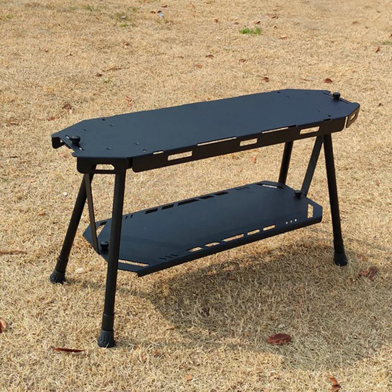 POWER LEAP Table de Camping pliante d'extérieur en alliage d'aluminium support de rangement Portable multifonctionnel Table tactique IGT de Style noirci