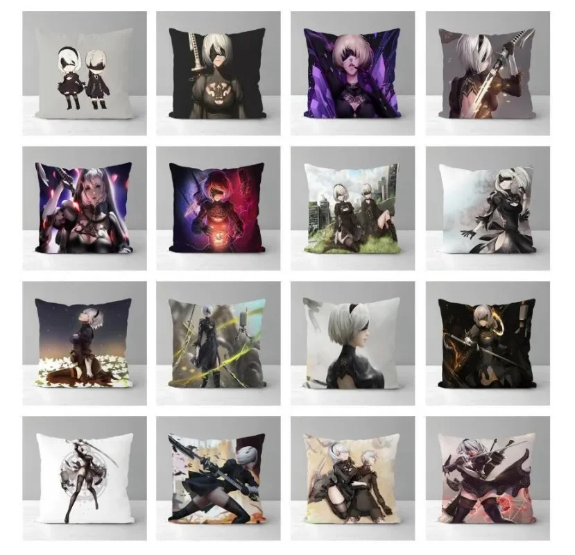 Anime Nier Automata Pillow Case Cushion Cover Peach skin polyester Home Decorative