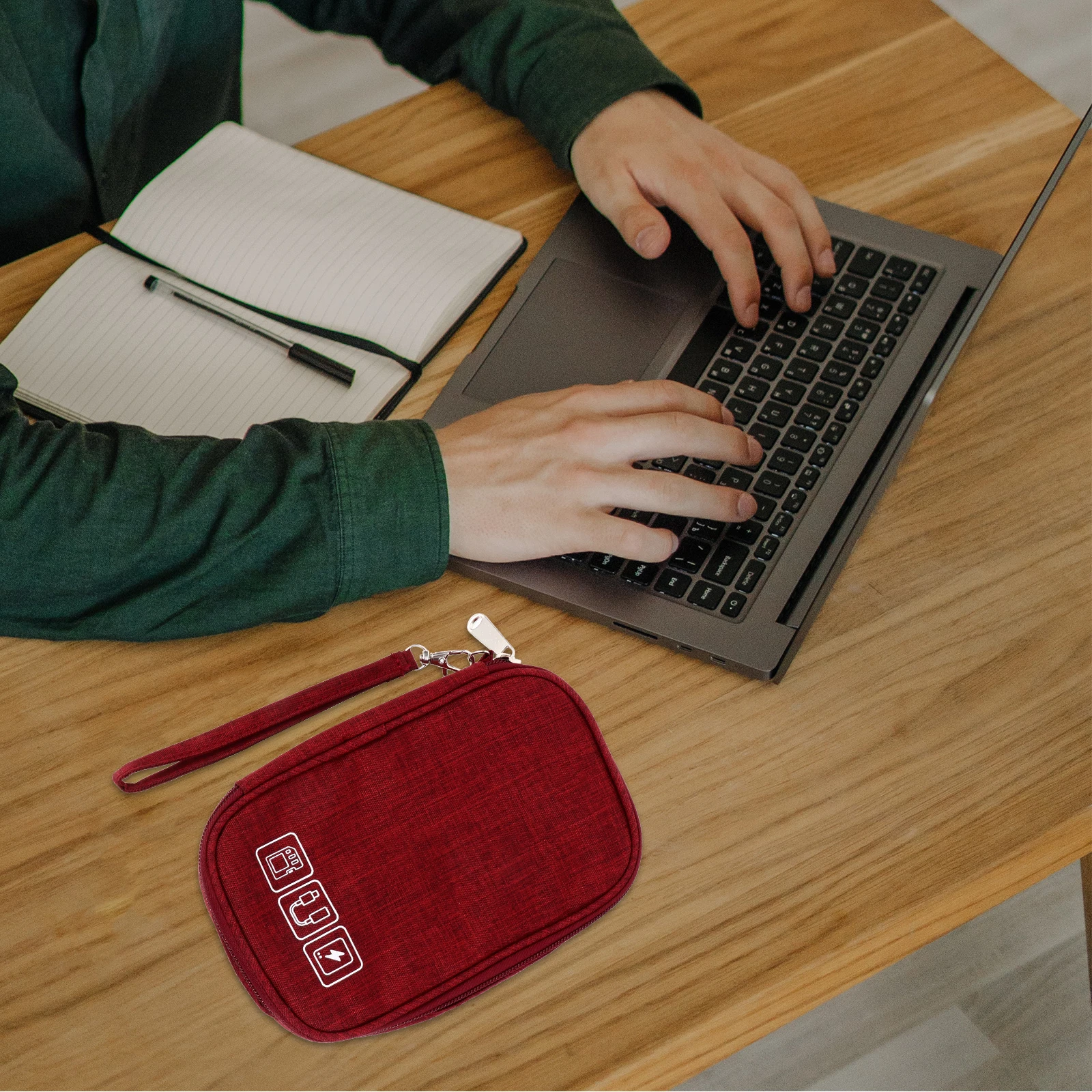 

1pc 300D Cationic Electronic Storage Bag Water Repellent Cable ganizer Mesh Pocket USB Travel Electronics Bag