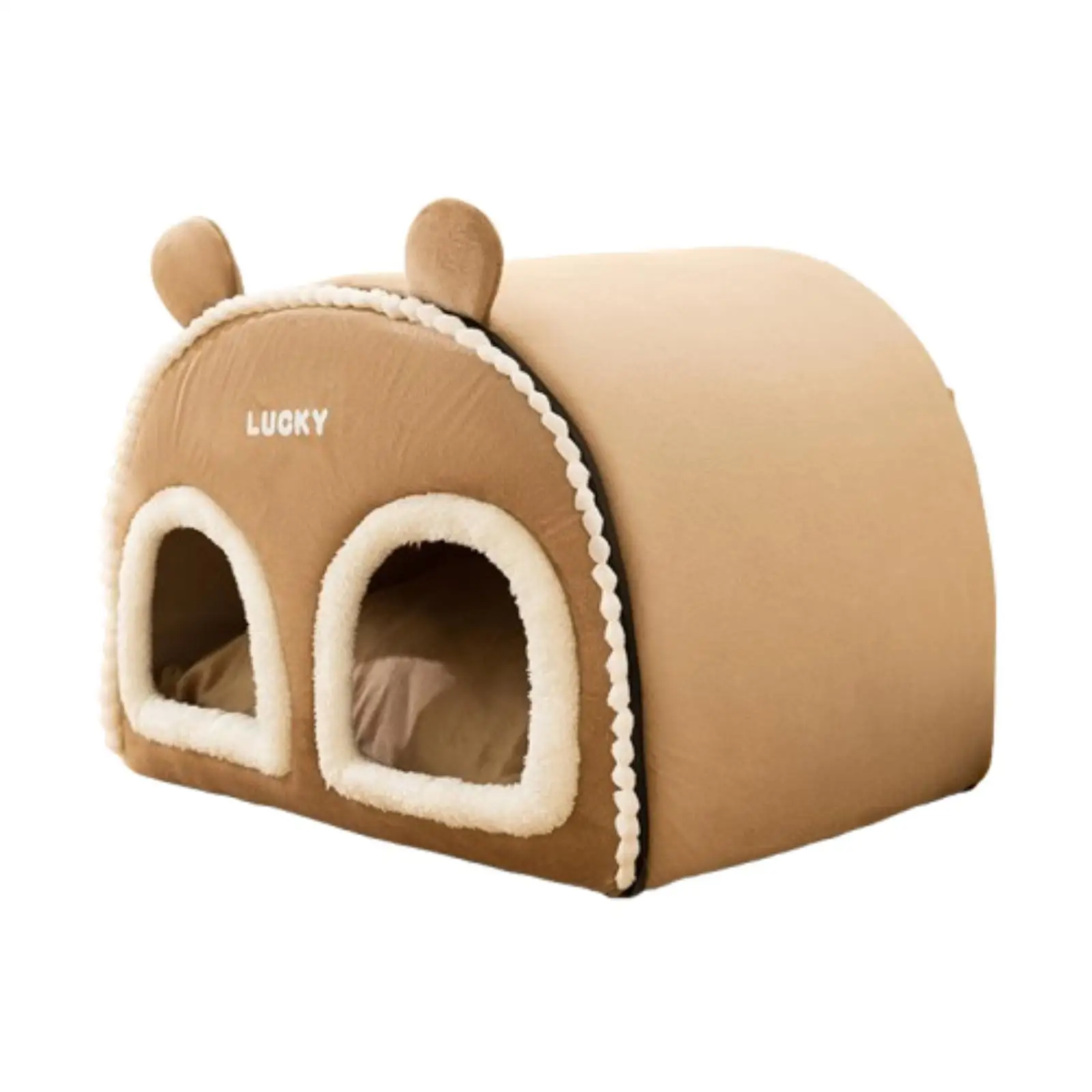 Cat Bed House with Two Front Entrances for Outdoor Travel Anti Slip Bottom Pet Supplies Multifunctional 50x40x40cm Cat Tent Hut