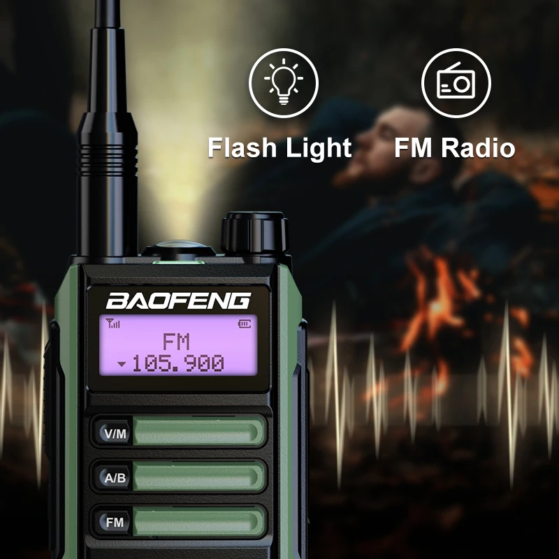 Baofeng-UV16 Walkie Talkie portátil, transceptor de rádio bidirecional, poderoso cabo tipo C, VHF, UHF, Dual Band, CB Ham Radio, 10W