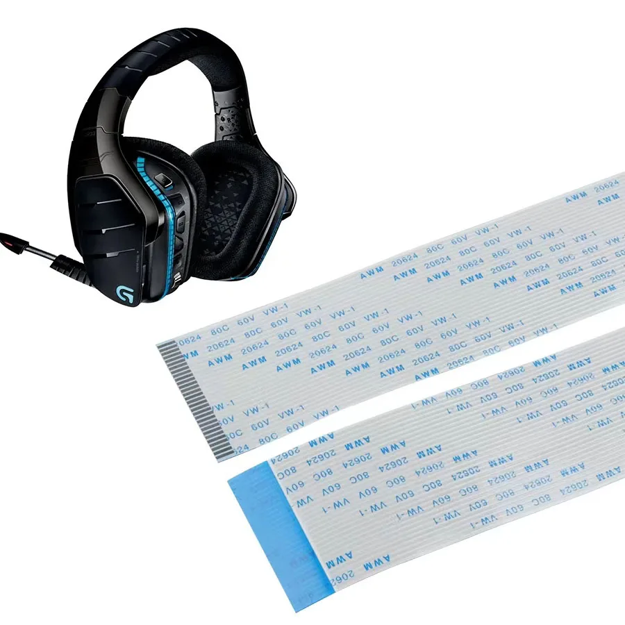 Logitechg933 g935 artemismas用のフラットフレキシブルケーブル,交換用,ワイヤレスヘッドホン,25p,5cm