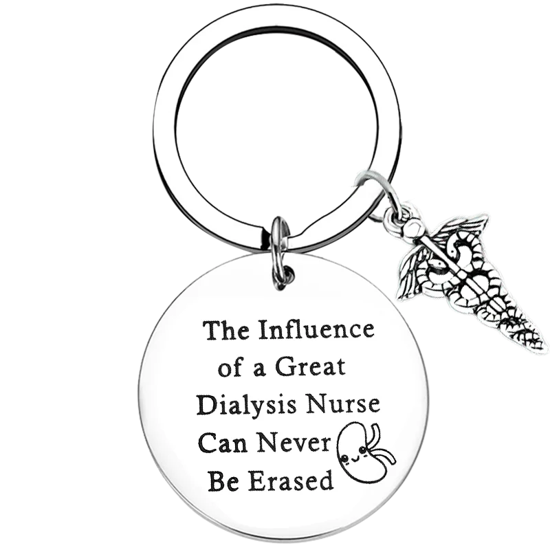 New Dialysis Tech Gift Key Chain Ring Dialysis Nurse Thank You Gift keychains pendant Technologist Nephrology Nurse Gift