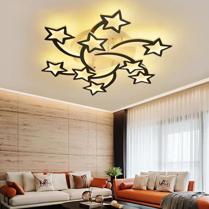 Imagem -04 - Simples Led Acrílico Estrela Lustres com Controle Remoto Luzes Reguláveis Home Lighting Decor Sala de Estar Sala de Jantar Quarto