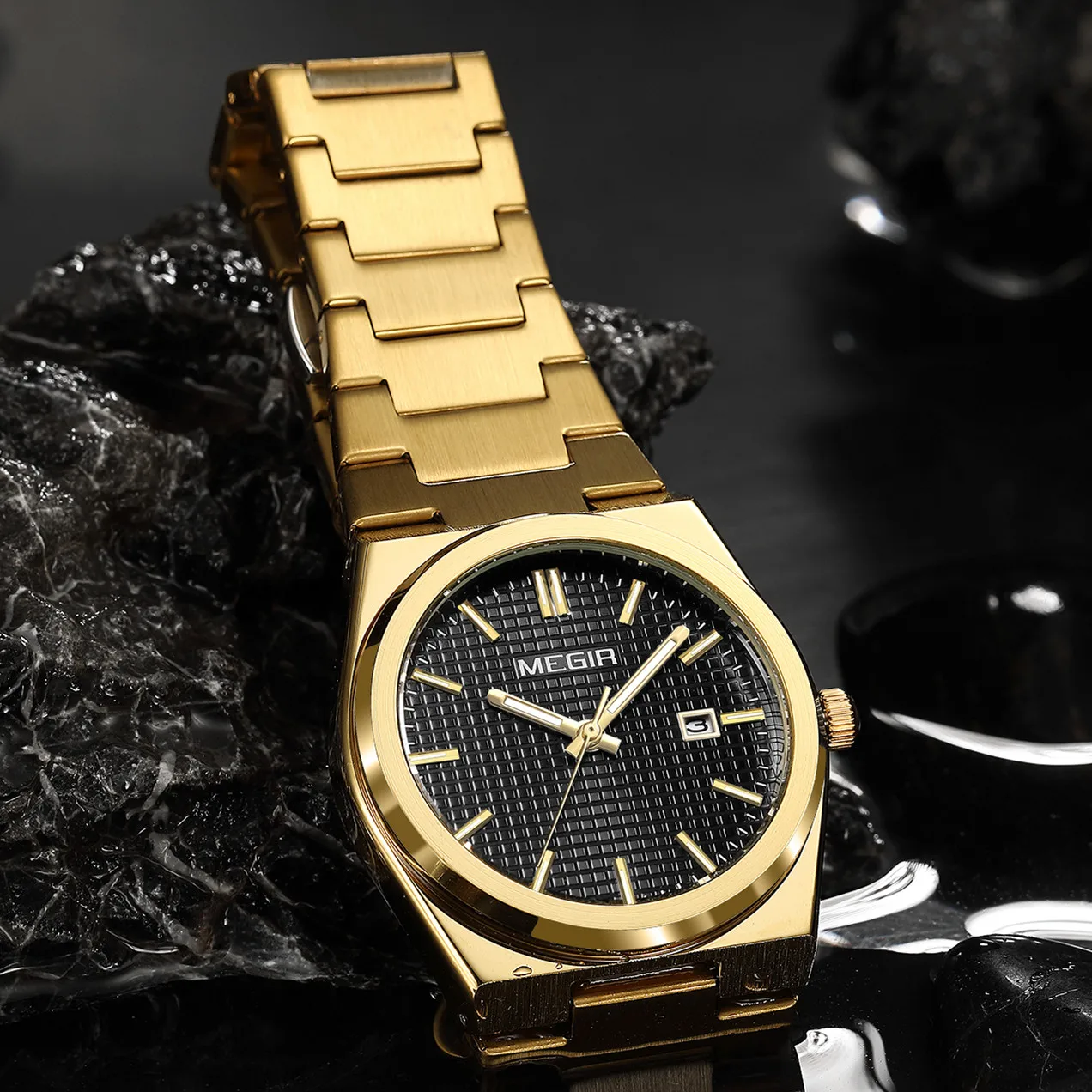 MEGIR موضة ساعة كوارتز رياضية رجال الأعمال الفاخرة ساعات المعصم عادية مقاوم للماء ساعة مضيئة تاريخ Relogio Masculino 1086 #3