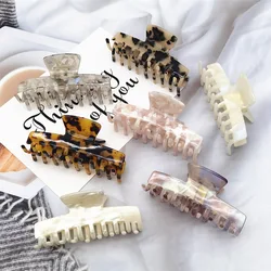 New Korean Fashion 9.2cm Retro Leopard Print Hair Clip Claw High Quality Marbling Acetic Acid Shark Clip For Graceful Lady