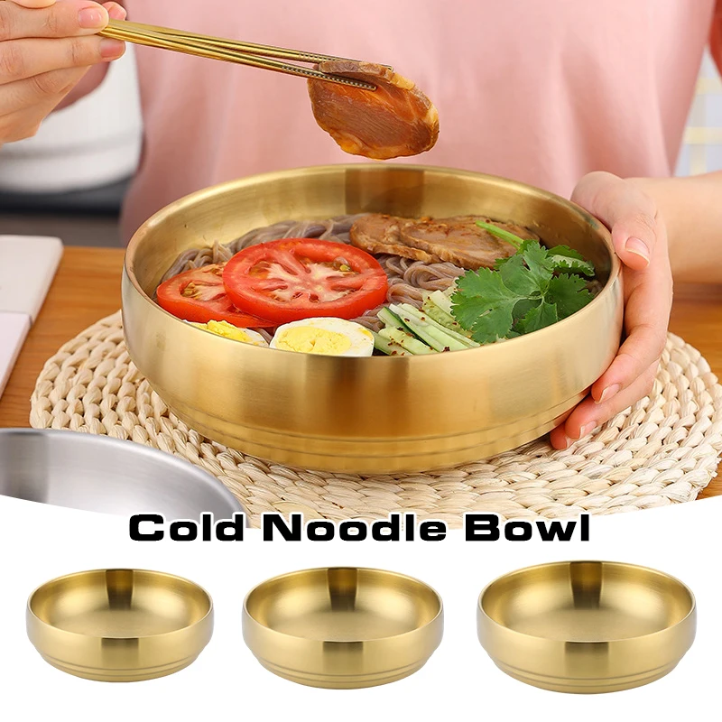 

Double Layer Stainless Steel Heat Insulation Noodle Ramen Bowls Metal Tableware Kitchen Container Cereal Pasta Rice Salad Bowls