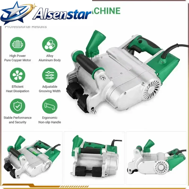 Masonry Brick Stone 1100W Electric Wall Chaser Groove Cutting Machine Concrete Slotter 35mm Depth Power Tool