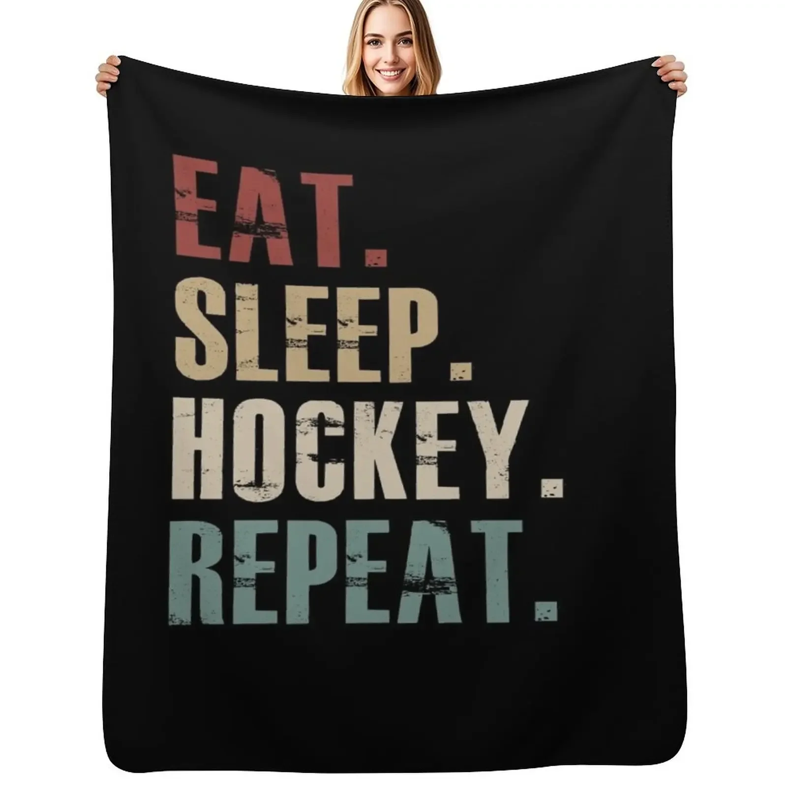 Eat Sleep Hockey Repeat Throw Blanket Blankets For Baby Moving Kid'S Hairys warm for winter Luxury Throw Blankets