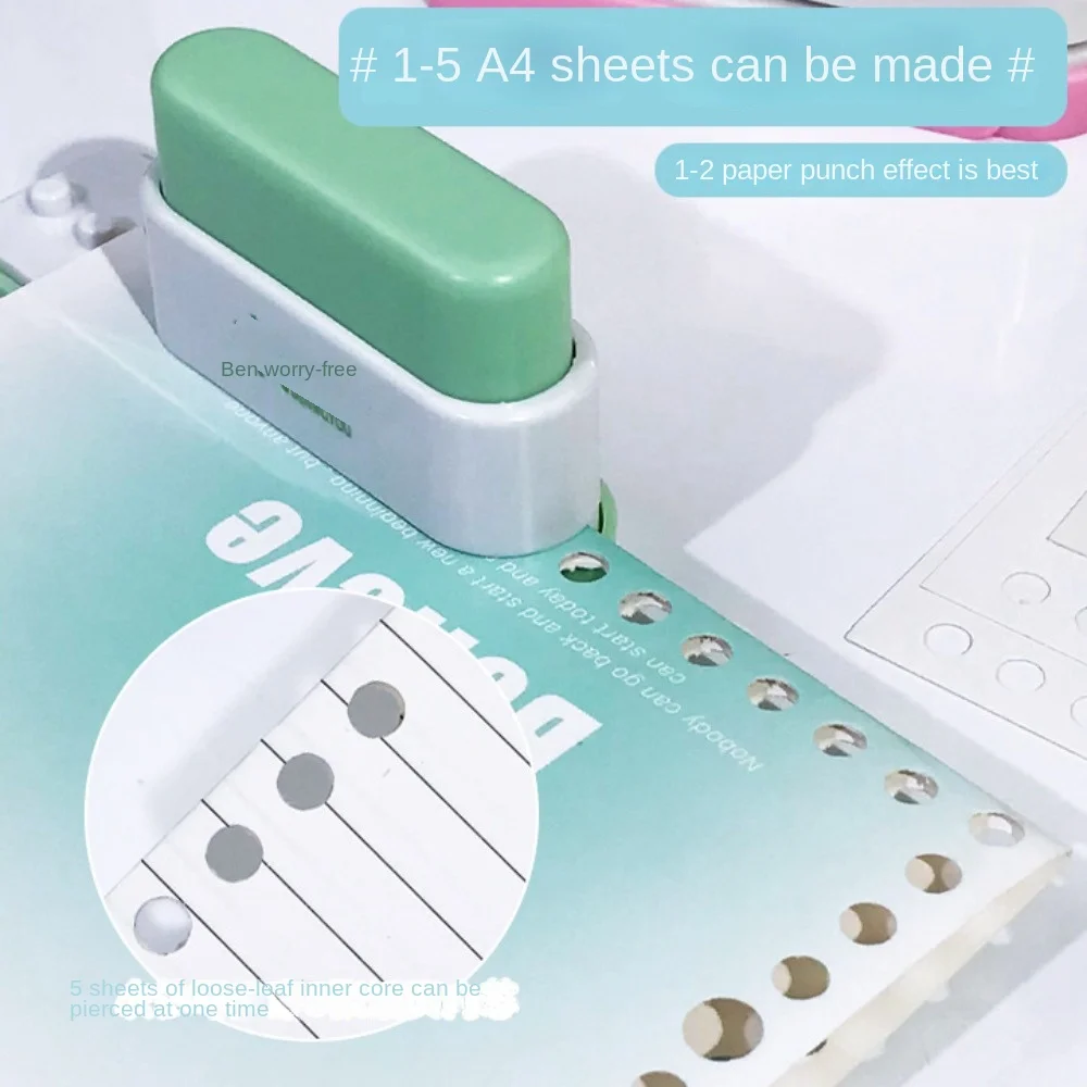 Paper Punches 6mm 5-Hole Paper Punch Portable Stationary Hand Account Hole Puncher Plastic Safety Standard Hole Punch Student