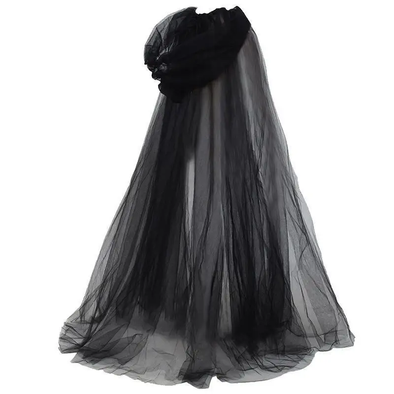 

New European and American tulle Halloween cape, witch cosplay costume, masquerade party performance costume, dark ribbon