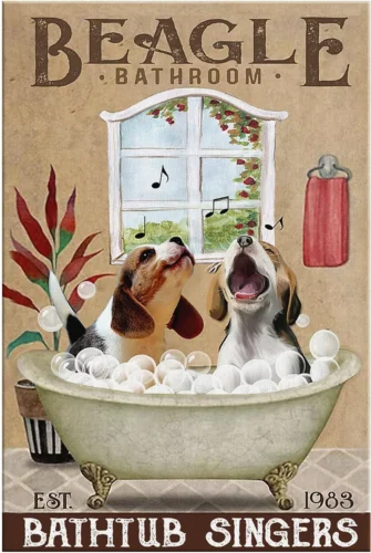 Metal Sign Beagle Dog Bathroom Bathtub Sign Vintage Signs Retro Aluminum Tin Sig sign