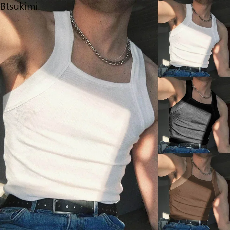 2026 Men's Summer Casual Tank Tops Solid O-neck Streetwear Sexy Skinny Loose Sports Vests Male Sleeveless Gym Shirt Tank Tops