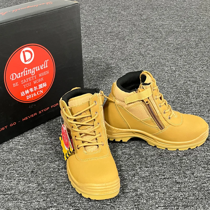 Steel Toe Work Boots for Men, Slip Resistant, Safety, Oiled Leather, Breathable Shoes, Static Dissipative, YKK Zipper, 6\