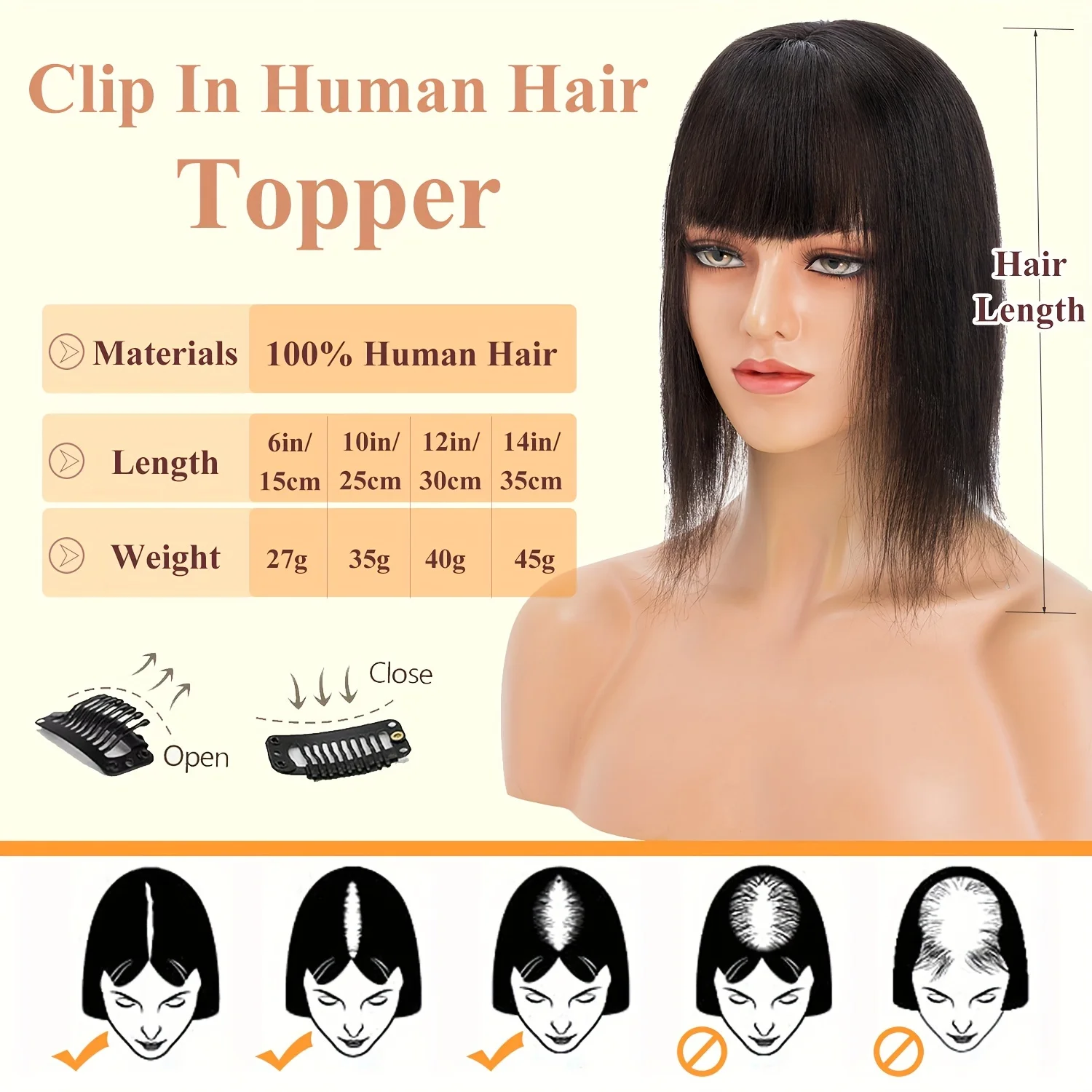 CHARITES 10x12cm Toppers de cabelo humano 10-18 polegada Hand-woven Base De Seda Clipe Em Renda Natural Hairpiece Com Franja para Mulheres Perda De Cabelo