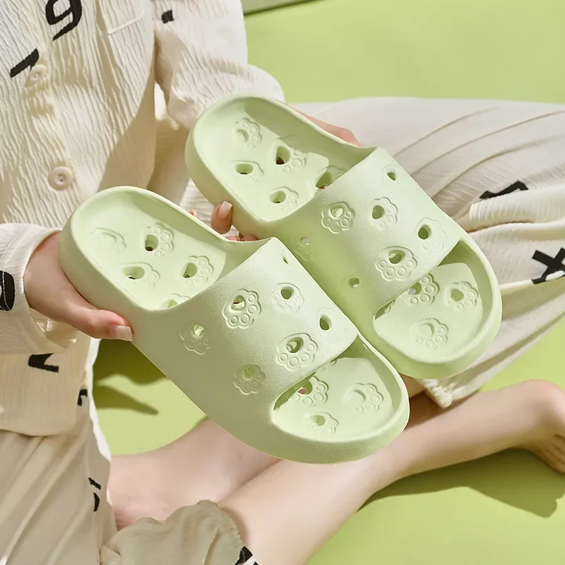 Hollow Out Bathroom Slippers Women Hole Quick Drying Anti Slip Shower Slides Woman Summer Super Light Soft EVA Home Slippers
