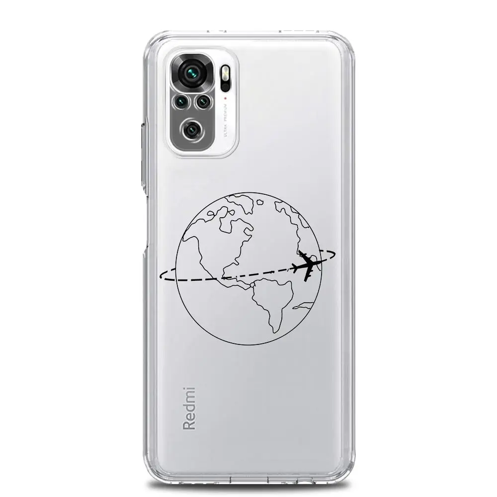Phone Case For Redmi Note 13 12 5G 9S 9 8 10 11 Pro Plus 4G 9T 13C 12C 10C 9C 9A 7 Pro Cover Cartoon World map scenery direction image 6