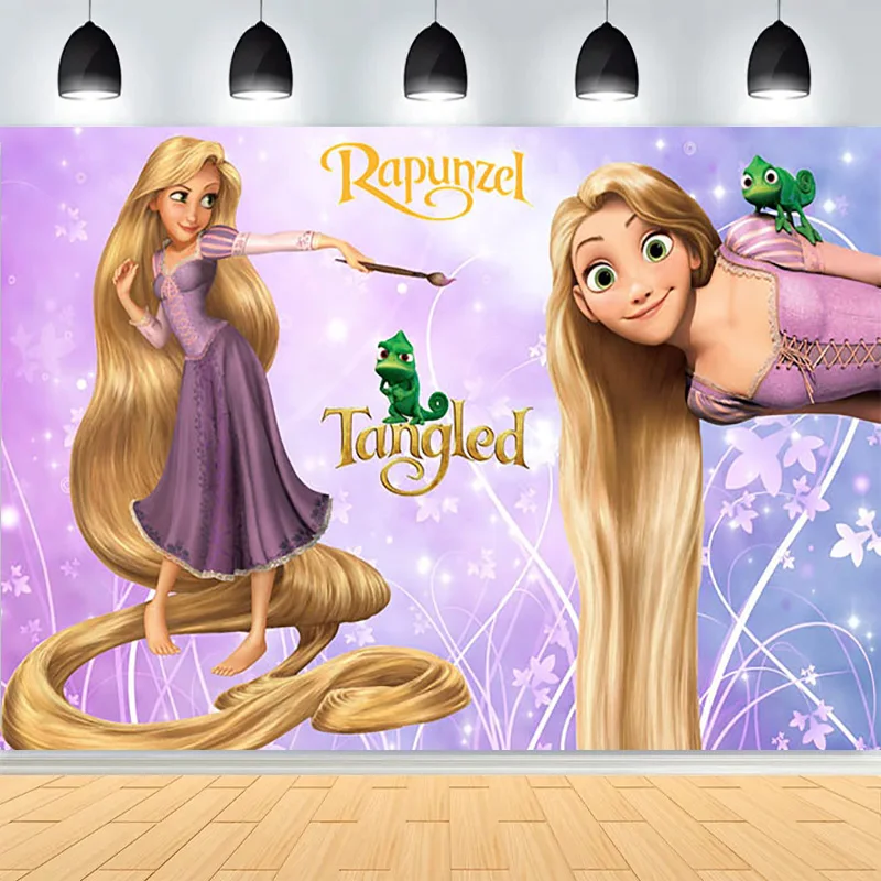 

Disney Tangled Princess Birthday Party Background Rapunzel Fairy Tale Castle Baby Shower Portrait Photography Backdrops CF-18