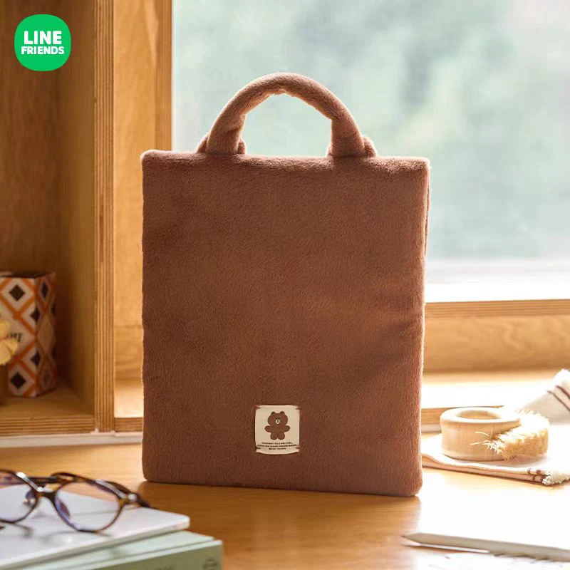 Torba na iPada Linefriends Bown, zimowy pluszowy plecak do przechowywania, uroczy, przenośny plecak z ozdobami, idealny na wyjścia, prezent, kolekcjonerski.