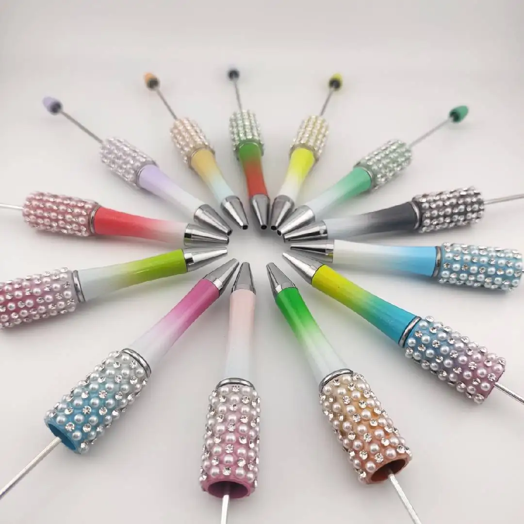 52Pcs Diamond Bead Pen Creative Handmade Sticker Set Diamond Beaded Ballpoint Pens Gift Pen Wholesale