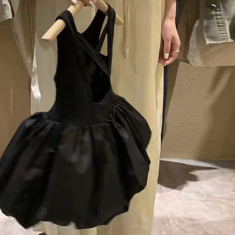 Kleinkind Babys Mädchen Rückenfreies Sling Kleid Baumwolle Solide Ärmellose Kinder Mädchen Kleid Lose Blume Knospe Kleid Für 2-8Y Kinder Mädchen – Detail 4