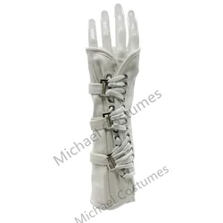 Michael's Punk Rock Music Retro Handmade Fingerless Gloves with Arm Brace, 12 Inch Length, Suitable for Adults, Black or White,