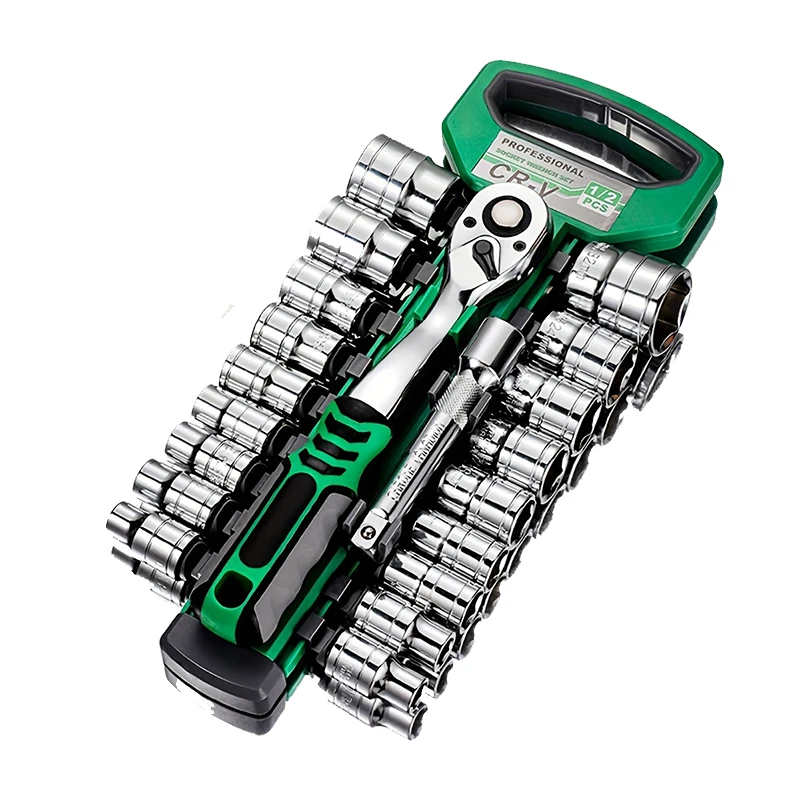 Conjunto de soquete de acionamento 1/4 "-3/8"-1/2", soquetes métricos e imperiais CR-V com chave de catraca de liberação rápida, modelo pro 72 dentes, soquetes