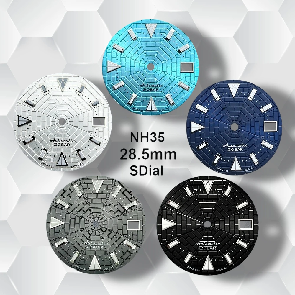 

28.5mm S Logo Cobweb Dial Suitable for NH35/NH36/7S/4R Movement Green Luminous High-Quality Watch Modification Accessories