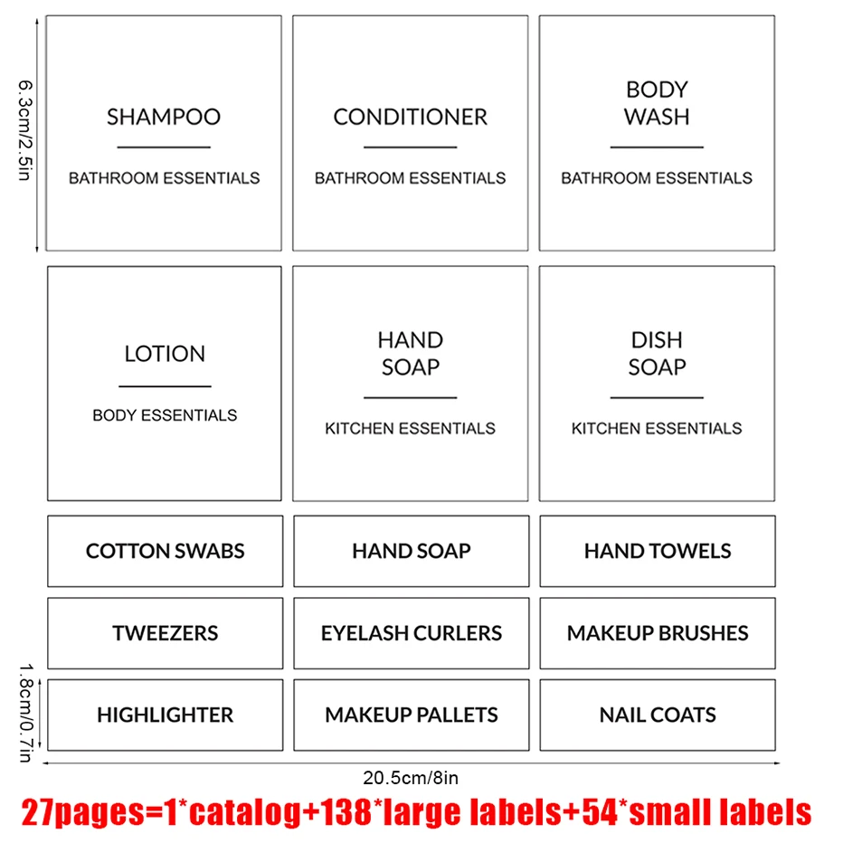 Bathroom Classification Label Sticker Travel Shampoo Bottles Hand Soap  Conditioner  Waterproof Labels Cosmetic Label Sticker