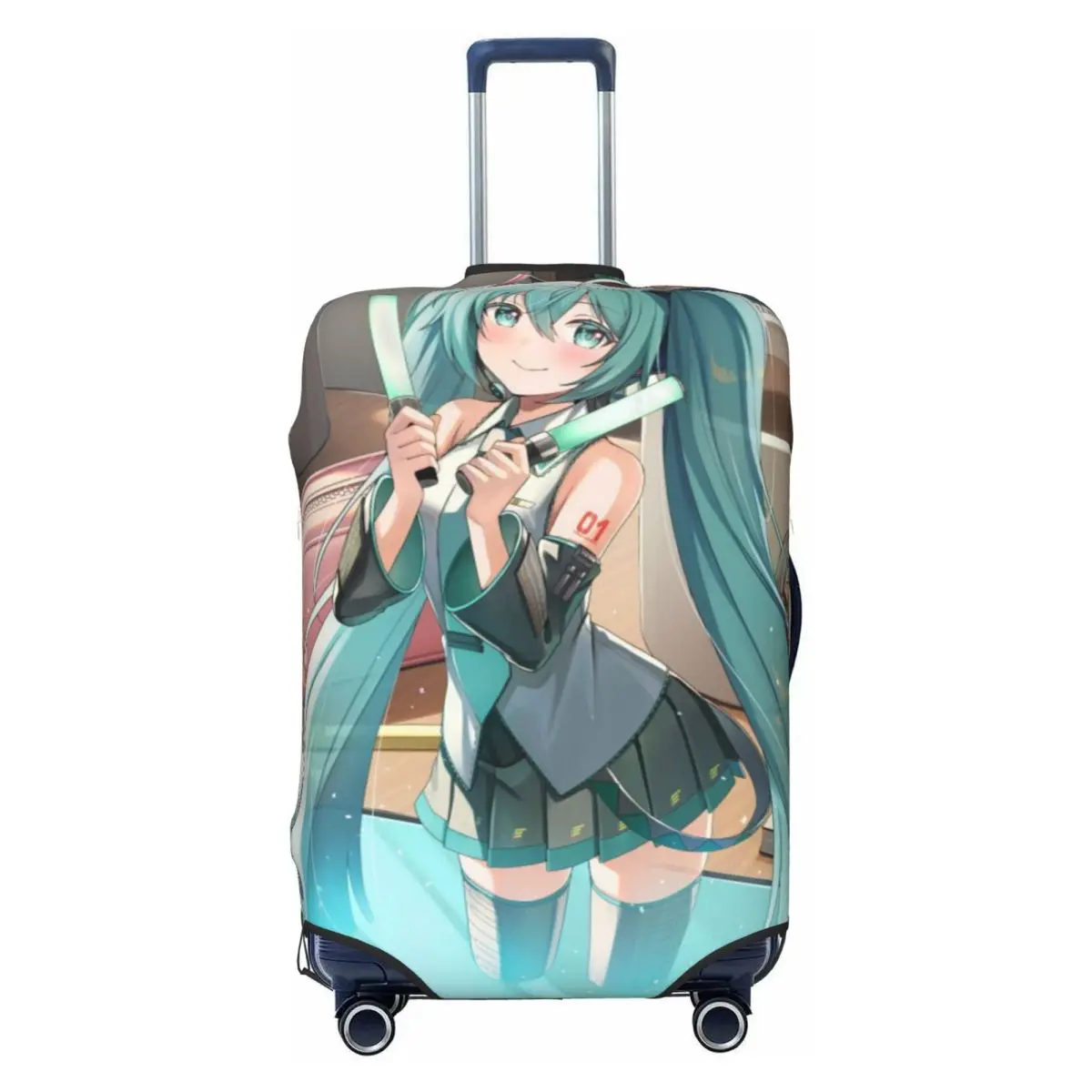 カスタム初音ミク-vocaloid-ロックアニメ荷物カバーかわいいスーツケースプロテクターカバー-18-32-インチに適しています