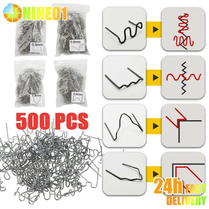 Grampos Quentes do Grampeador para o Amortecedor do Carro Soldador Plástico Kit de Reparo Automotivo Ferramentas de Solda 06 08 mm 500 Pcs