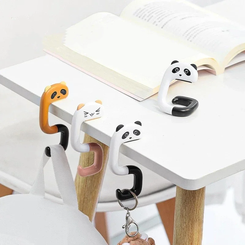 Cute Animal Portable Bag Hook Plastic Table Hook Purse Handbag Travel Bag Organizer Holder Office Decor Plastic Desk Side Hooks