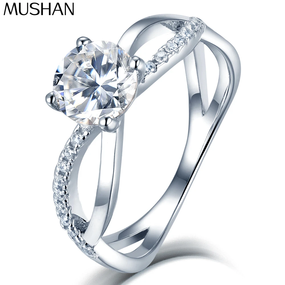 

MuShan Designer Jewelry 925 Sterling Silver Ring Moissanite Vintage Ring for Bride 18K Gold Plated MST Patent Fine Rings