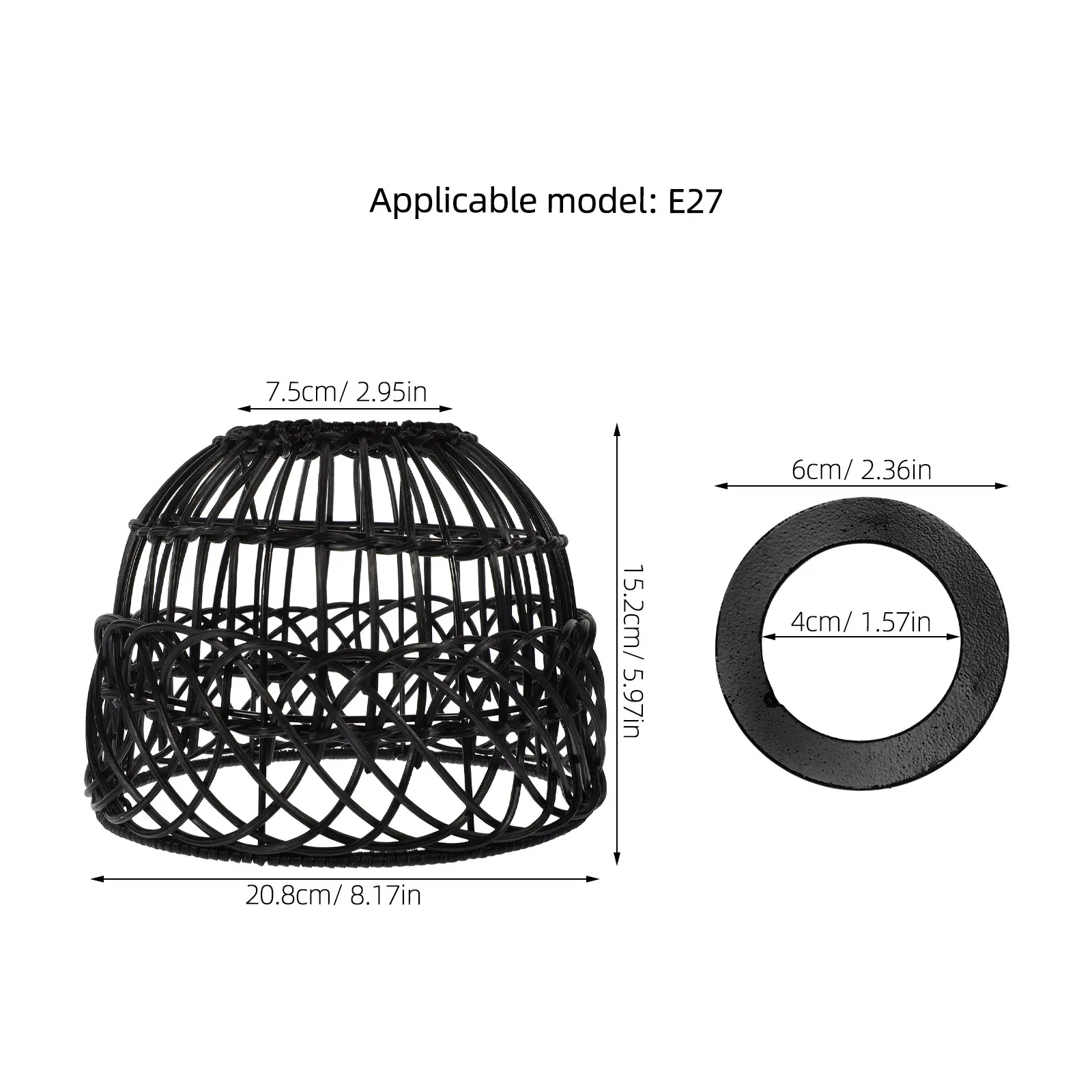Small Woven Pendant Light Shade Imitation Rattan Lampshade Hanging Lamp Shade Rustic Ceiling Lamp Cover Replacement for Kitchen