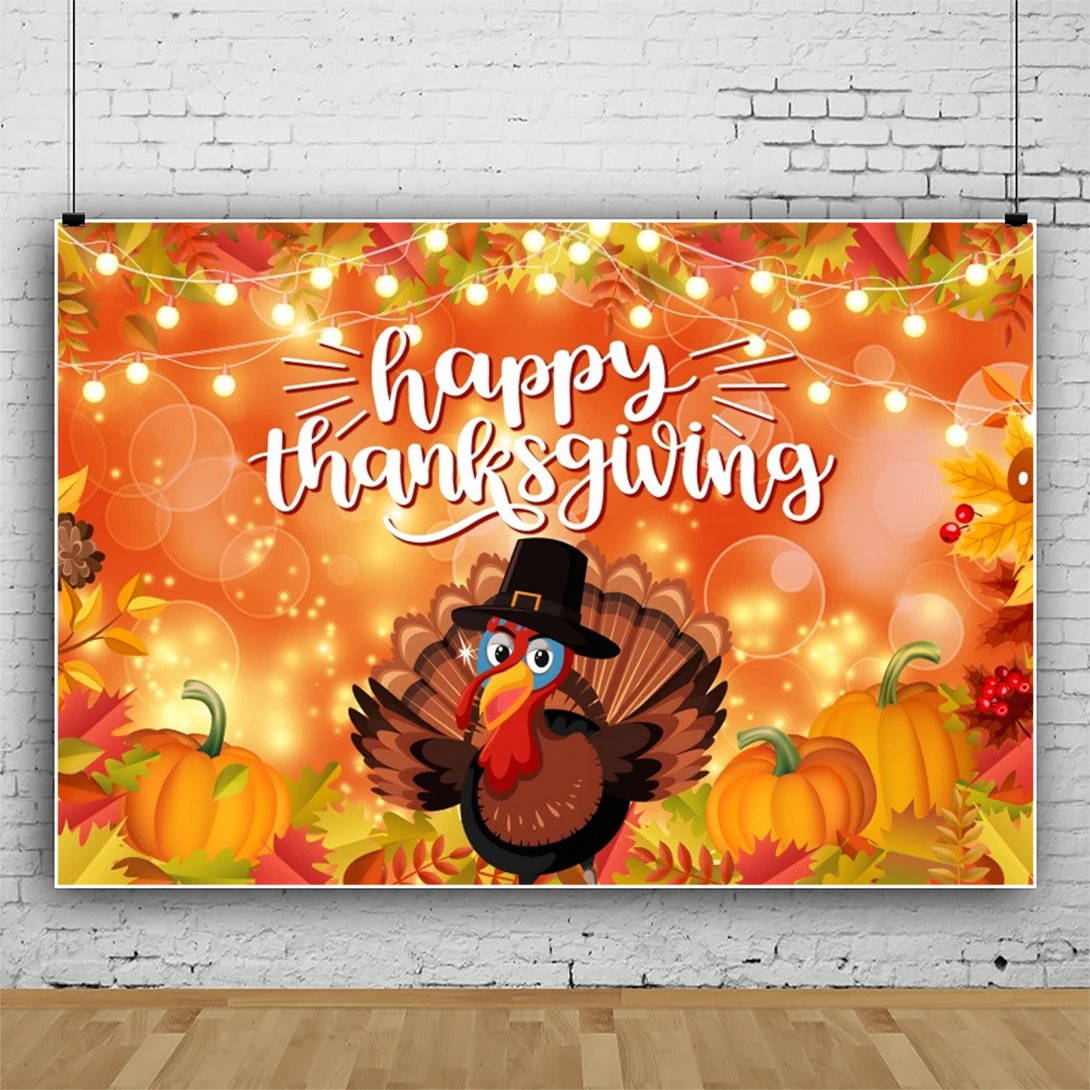 

Autumn Happy Thanksgiving Backdrops Photography Turkey Pumpkin Harvest Baby Photo Backgrounds Party Decor Photocall Photo Studio