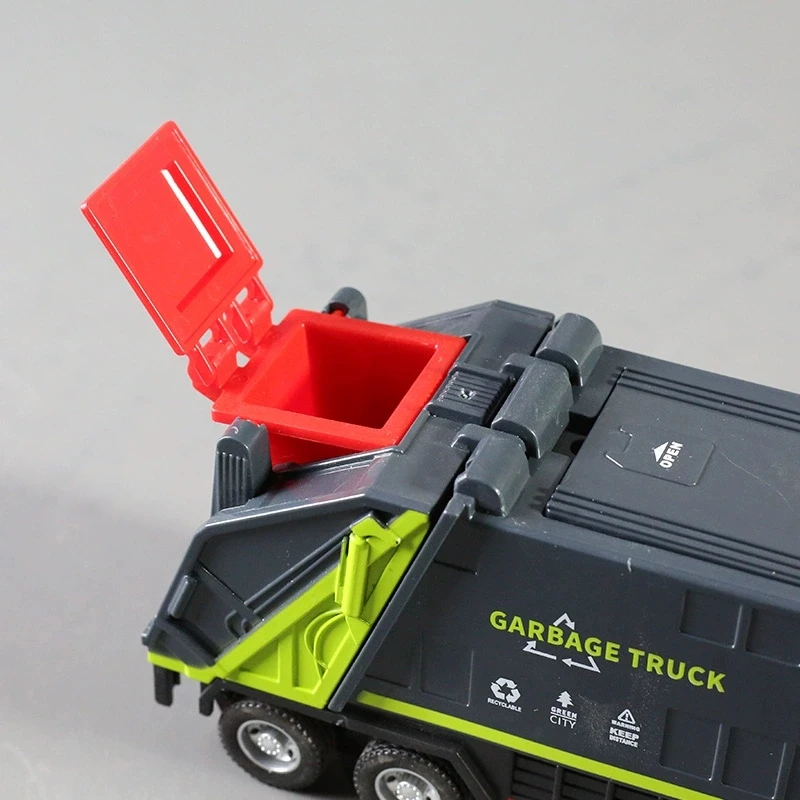 High simulation 1:50 plastic urban sanitation garbage truck model,water tank sprinkler toy,wholesale