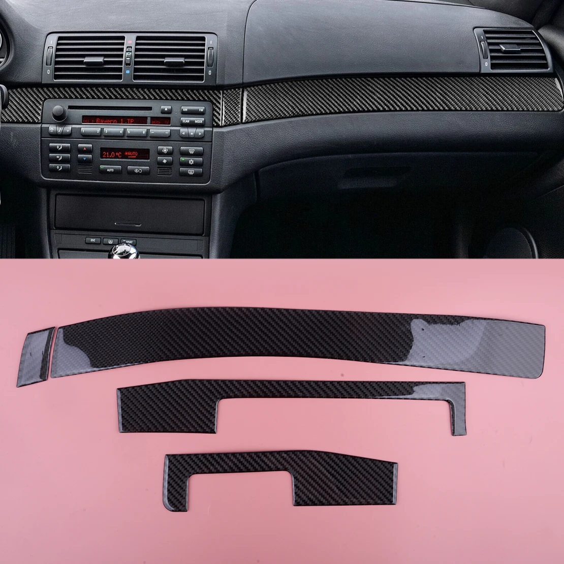 

Carbon Fiber Dashboard Panel Cover Trim Strip Set Fit for BMW 3 Series M3 E46 1998-2005