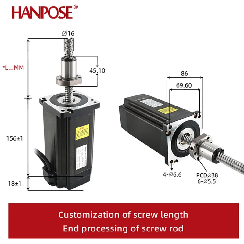 閉ループボールねじモーター,CNCフライス盤,ステッピングモーター,nema34,86eb156-1616,12n.m,6a,100, 200, 300mm, 86, 1個