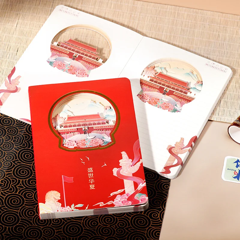 Cuaderno hueco 3D, sello escénico creativo Cultural de Beijing, cuenta de mano de registro, tallado en papel de tendencia nacional personalizado Simple