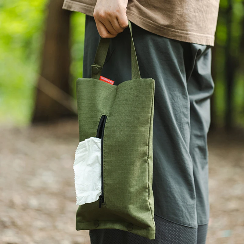حامل مناديل معلق للتخييم في الهواء الطلق حقيبة تخزين مناديل الشواء حقيبة مناديل محمولة مع حاوية علبة المناشف الورقية بسحاب