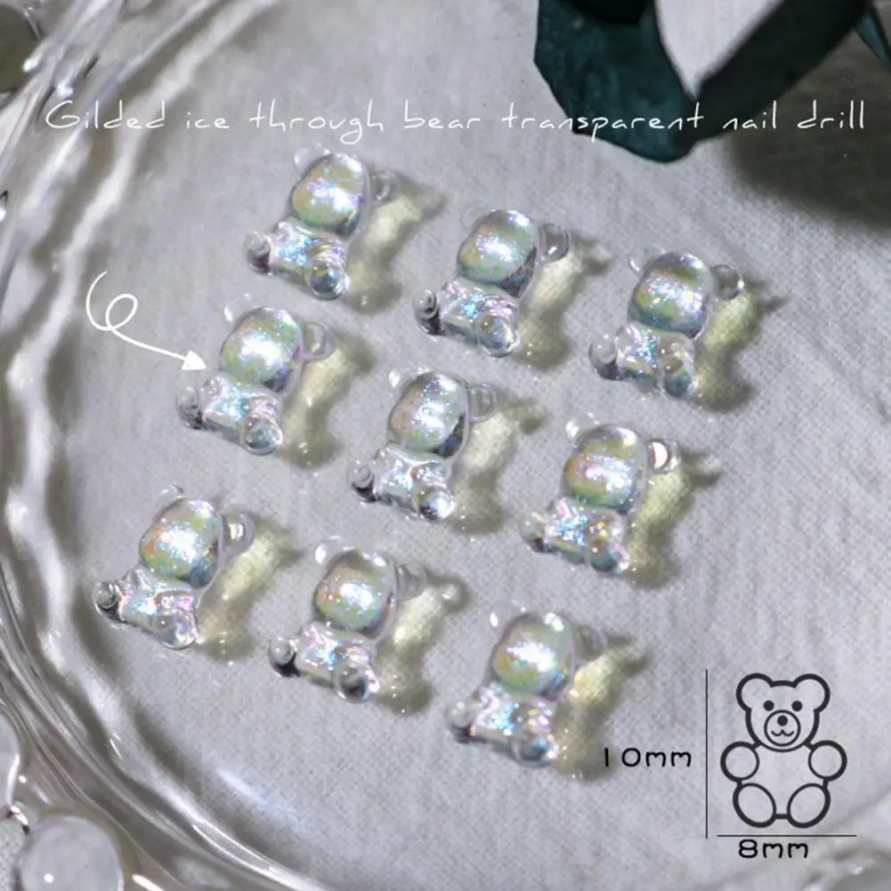 50ชิ้น/เซ็ตสไตล์ตกแต่งเล็บเคลือบเงา Mini ตกแต่งเล็บการ์ตูนหมี Art Rhinestone อุปกรณ์เสริม