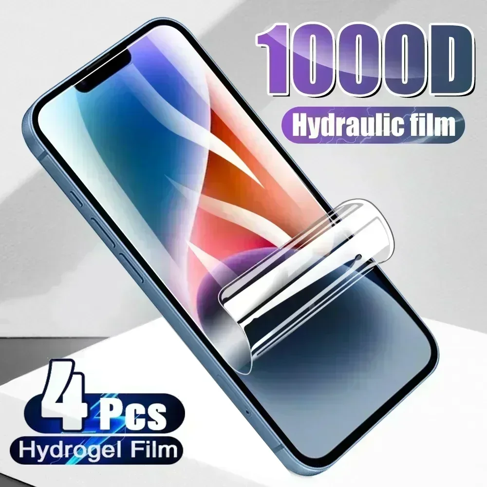 4Pcs Full Cover Hydrogel Film For iPhone 14 11 12 13 15 Pro Max 7 8 14 Plus Screen Protector For iPhone 13 12 Mini X XS MAX Film