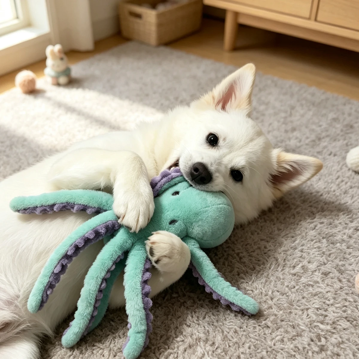Interactive Sounding Plush Octopus Toy Indestructible Dog Toys Dogs Soft Squeaky Stuffed Animals Small Durable Plushie Live Pet