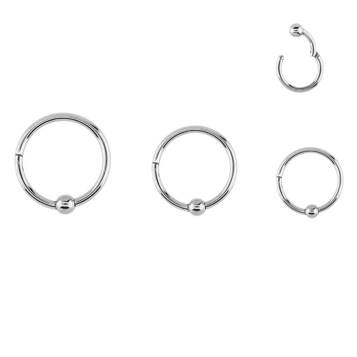ASTM F136 Titanium 14G 16G 18G Captive Bead Ring Lip Septum Hoops Body Piercing Closure Nose Ring Tragus Hoop Earrings Jewelry
