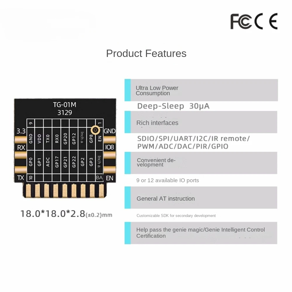 100% Original Ali TG7100C Docking Tmall Elf Serial Port Transparent Transmission /WiFi+BLE5.0 Module /TG-01M