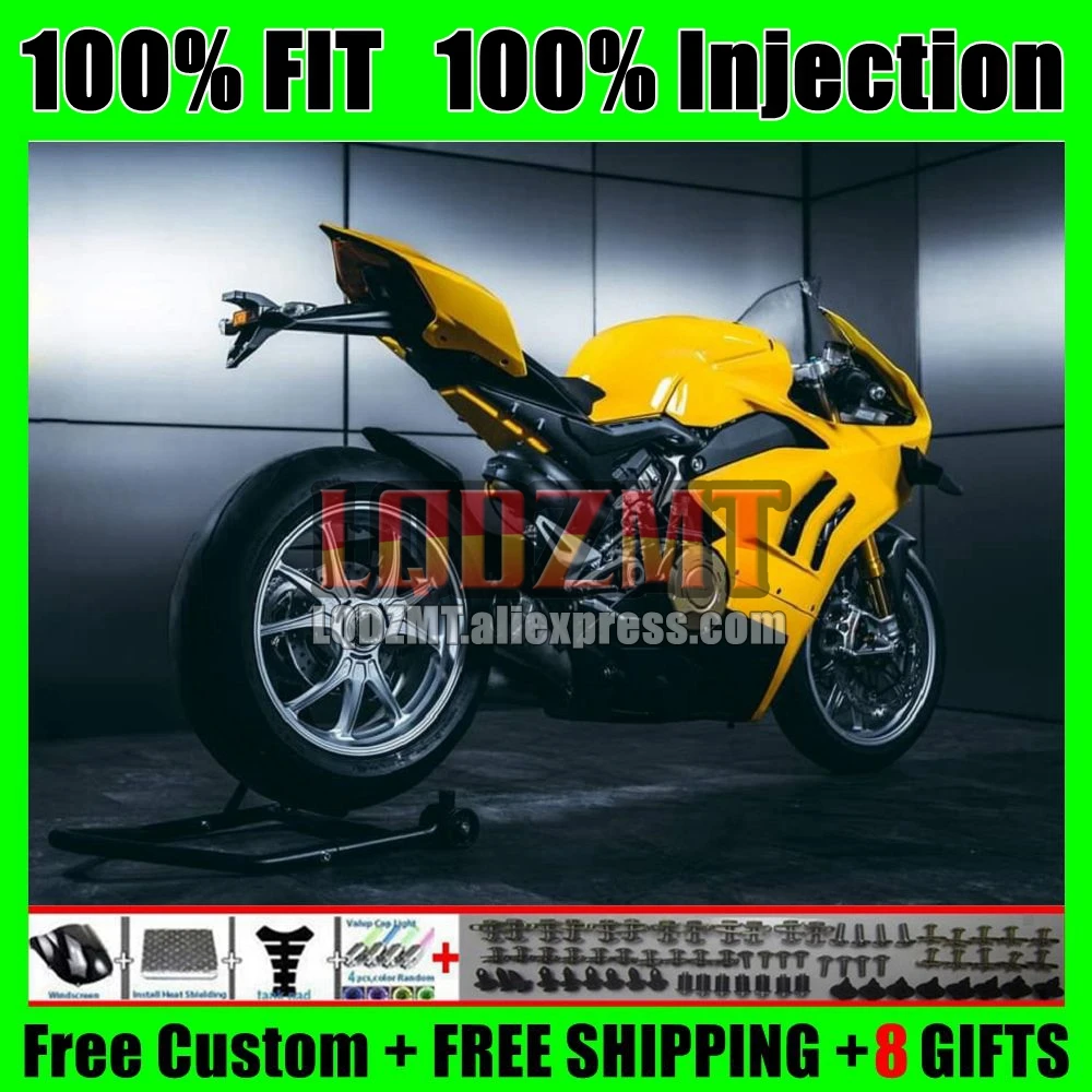 Injection Fairing For DUCATI Panigale V4S V4R V4 V 4 S R 2023-2024 129No.7 V4-S V4-R 23 24 2023 2024 OEM Stock Yellow Body Kit