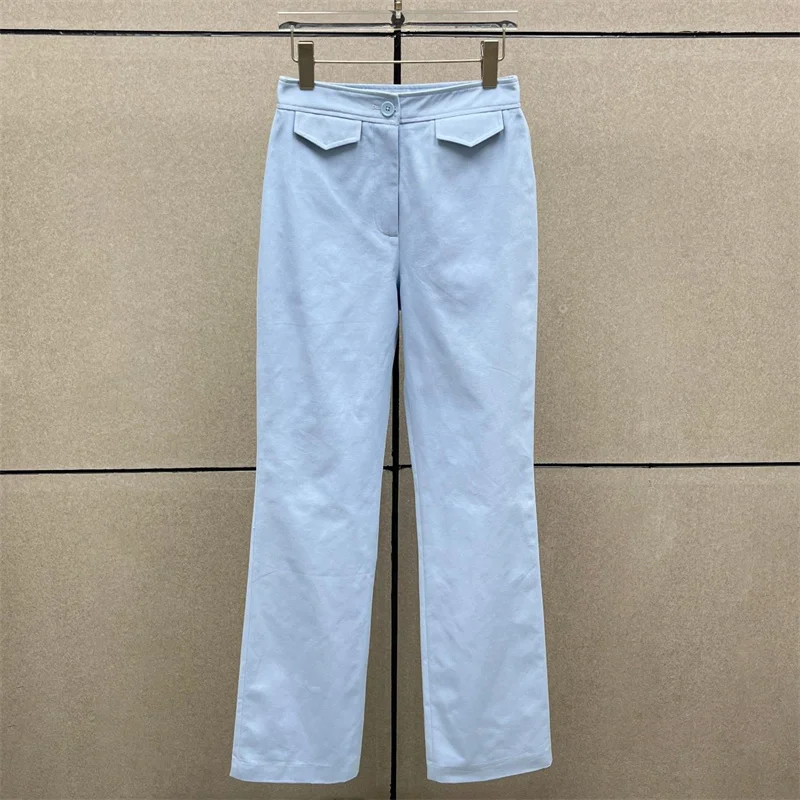 

Women's pants 2026 Spring new high waisted slim fit flared pants High quality pure cotton straight leg pants y2k casual trousers