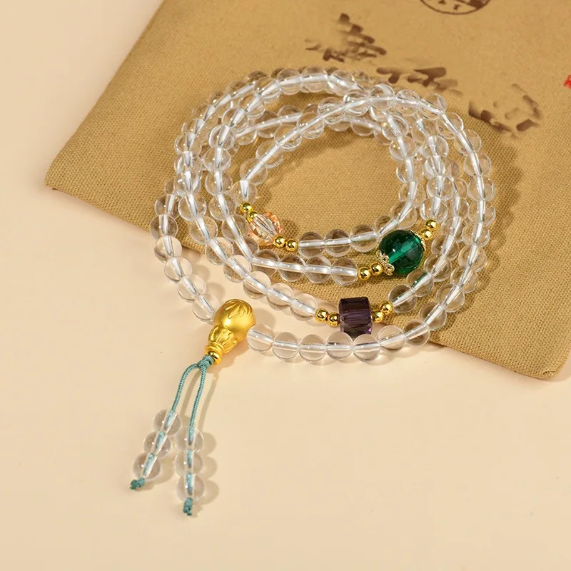 

Белый 108 бусин Будды, ожерелье, портативный браслет унисекс с несколькими кругами