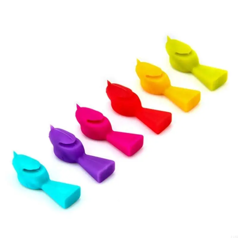 F19B Wine Glass Markers Set of 6 Bird Silicone Drink Glass Charms Recognizer Cup Labels Signs Distinguisher for Party